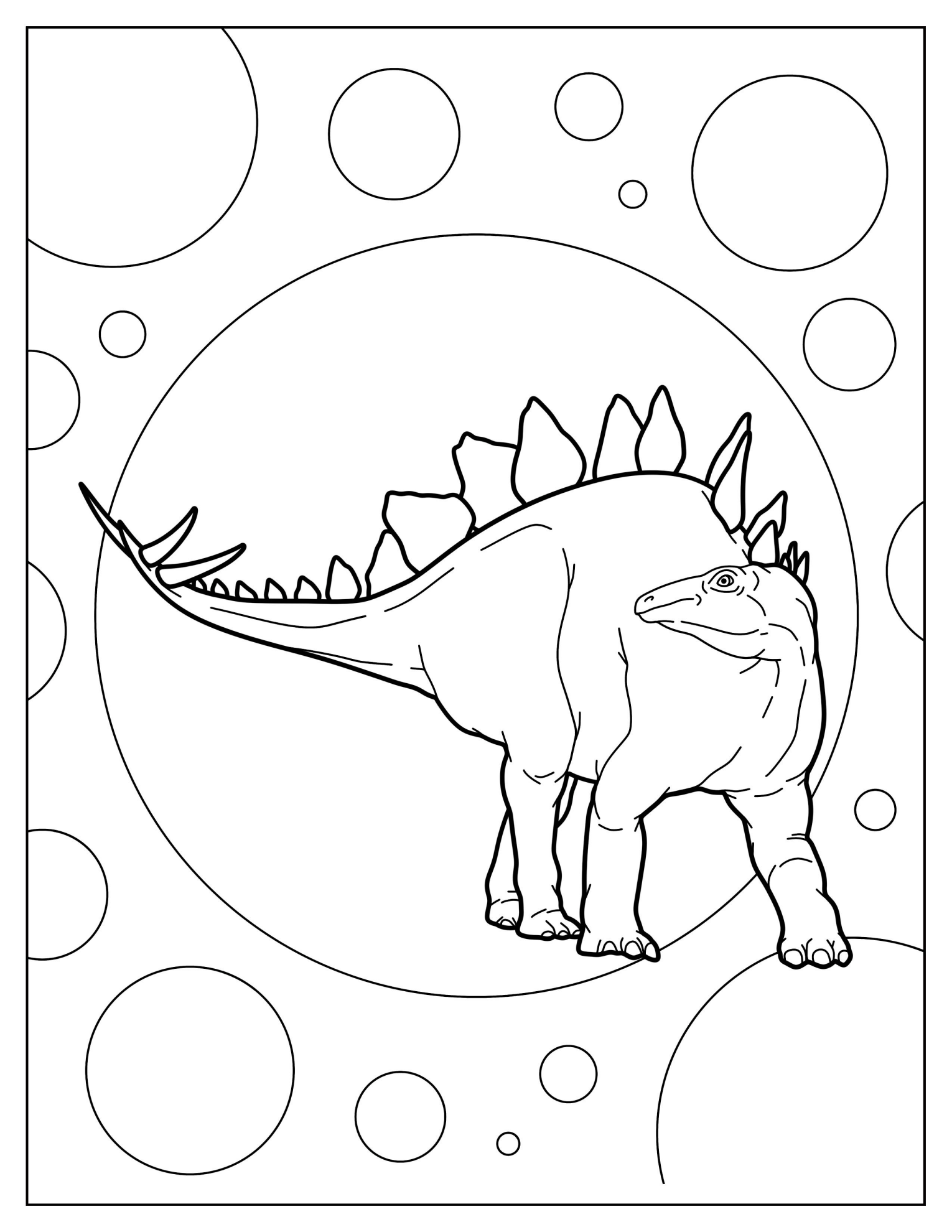 Large Stegosaurus Walking Coloring Page