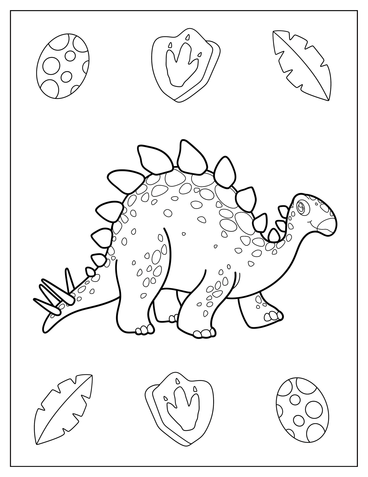 Cartoon Stegosaurus Coloring Sheet