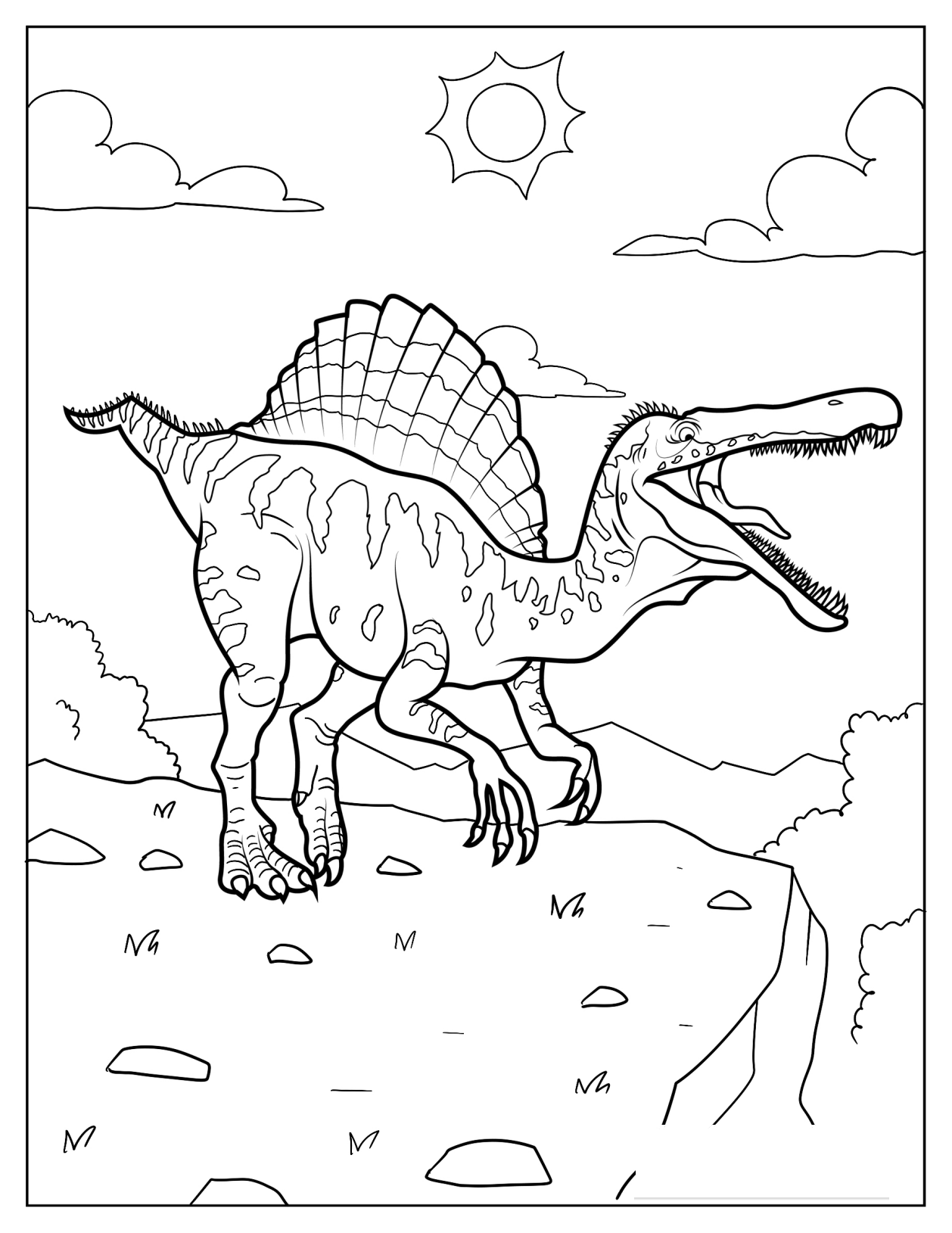 Mega Spinosaurus Outline Coloring Page