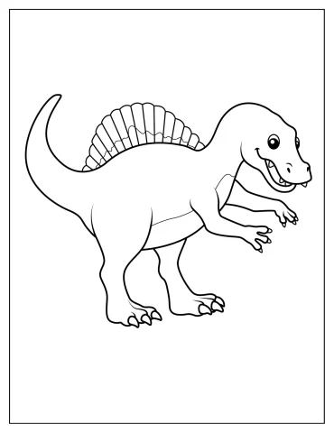 Kawaii Spinosaurus Coloring Page For Preschoolers
