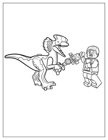 Dilophosaurus Lego Attacking Dennis Nedry From Jurassic Park