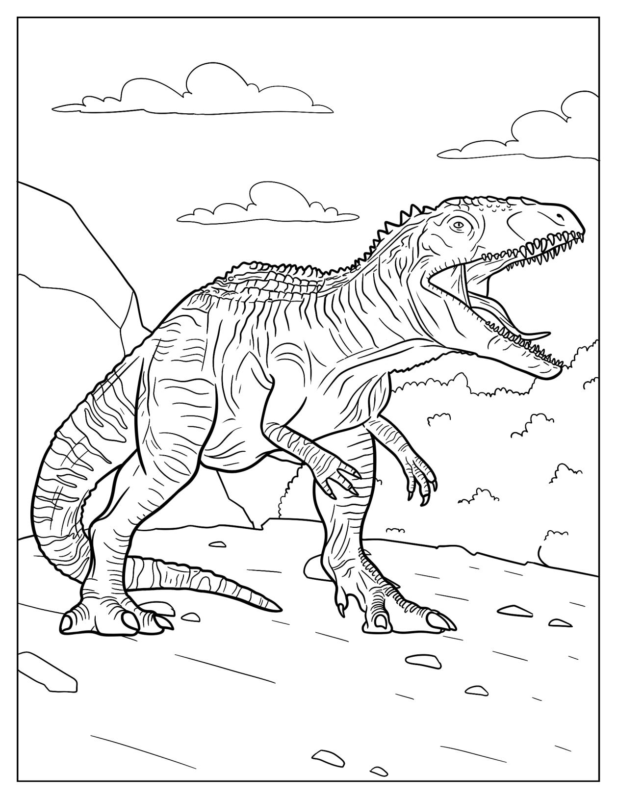 Terrifying Gigantosaurus With Scaly Skin Coloring Sheet