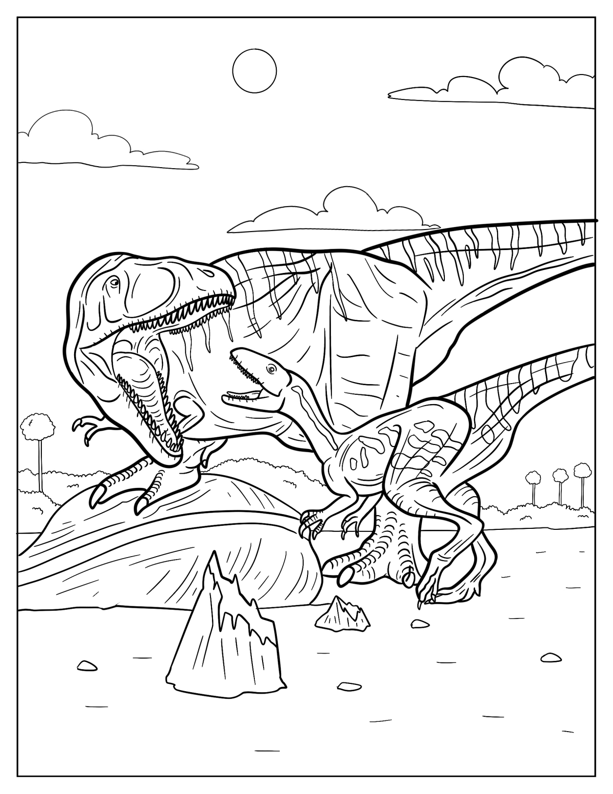 Gigantosaurus Roaring At A Mapusaurus