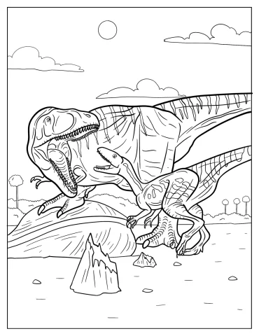 Gigantosaurus Roaring At A Mapusaurus