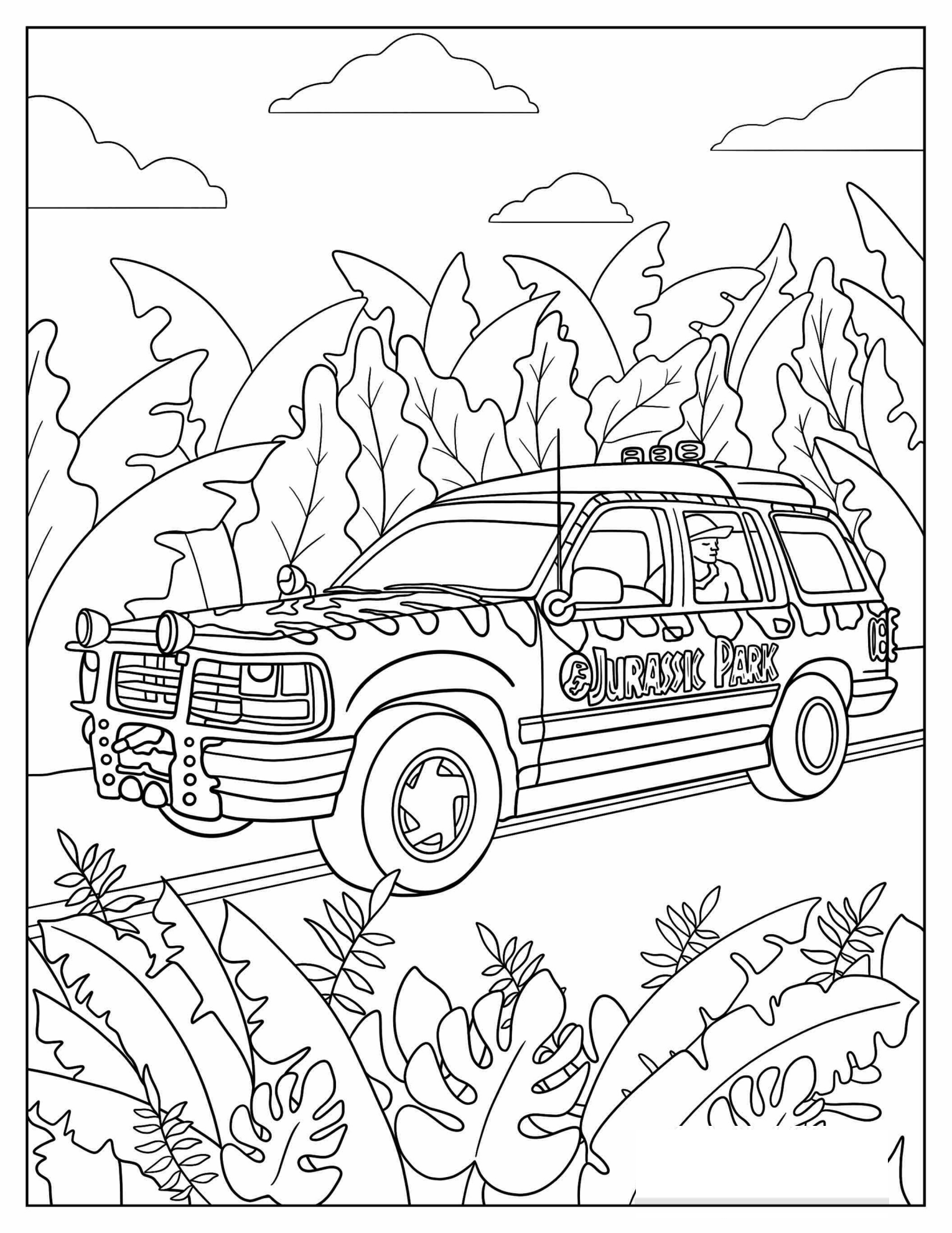 Jurassic Park Car Coloring Page