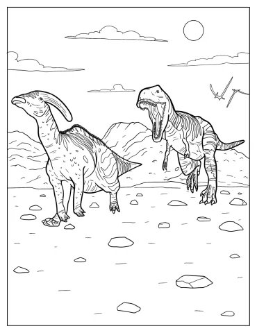 T Rex Chasing Parasaurolophus