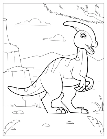 Cute Parasaurolophus Coloring Page For Kids