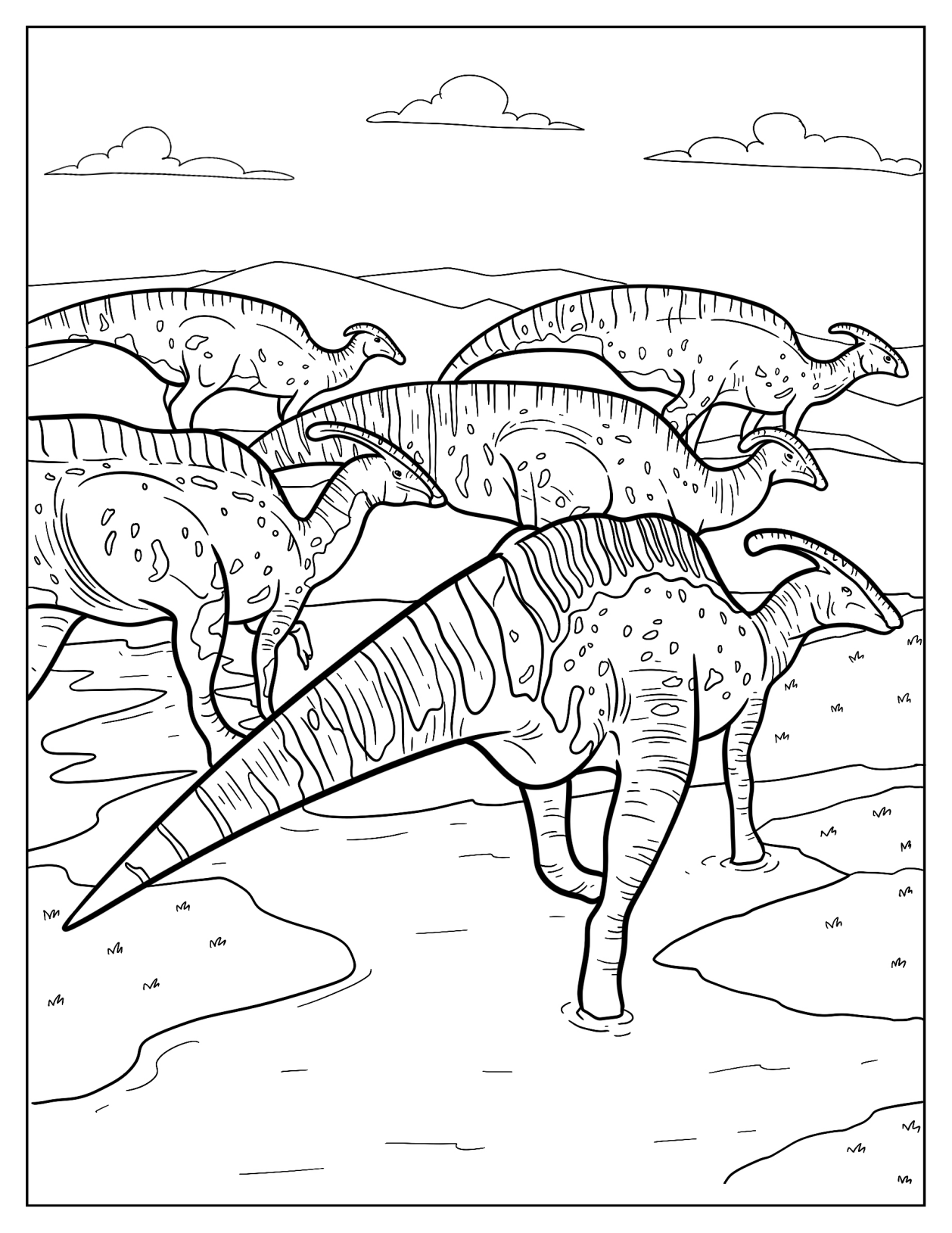 Parasaurolophus Pack Traveling Together