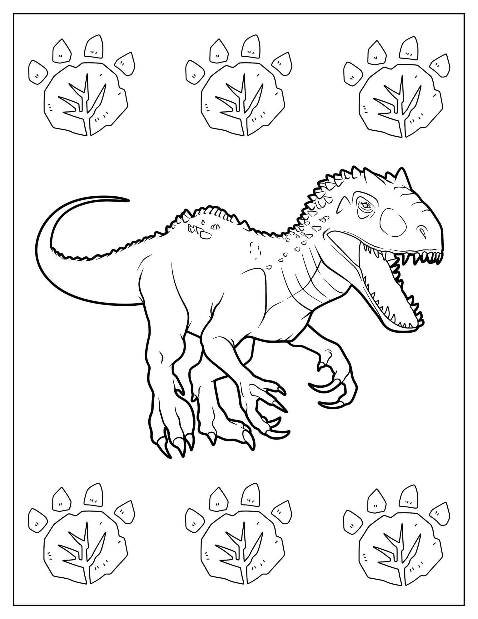 Large Indominus Rex Roaring Coloring Sheet For Kids