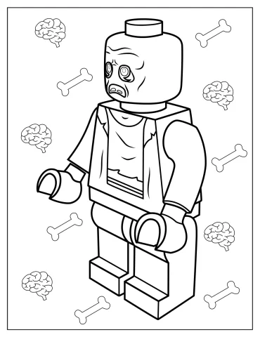 Coloring Page Of a Lego Zombie