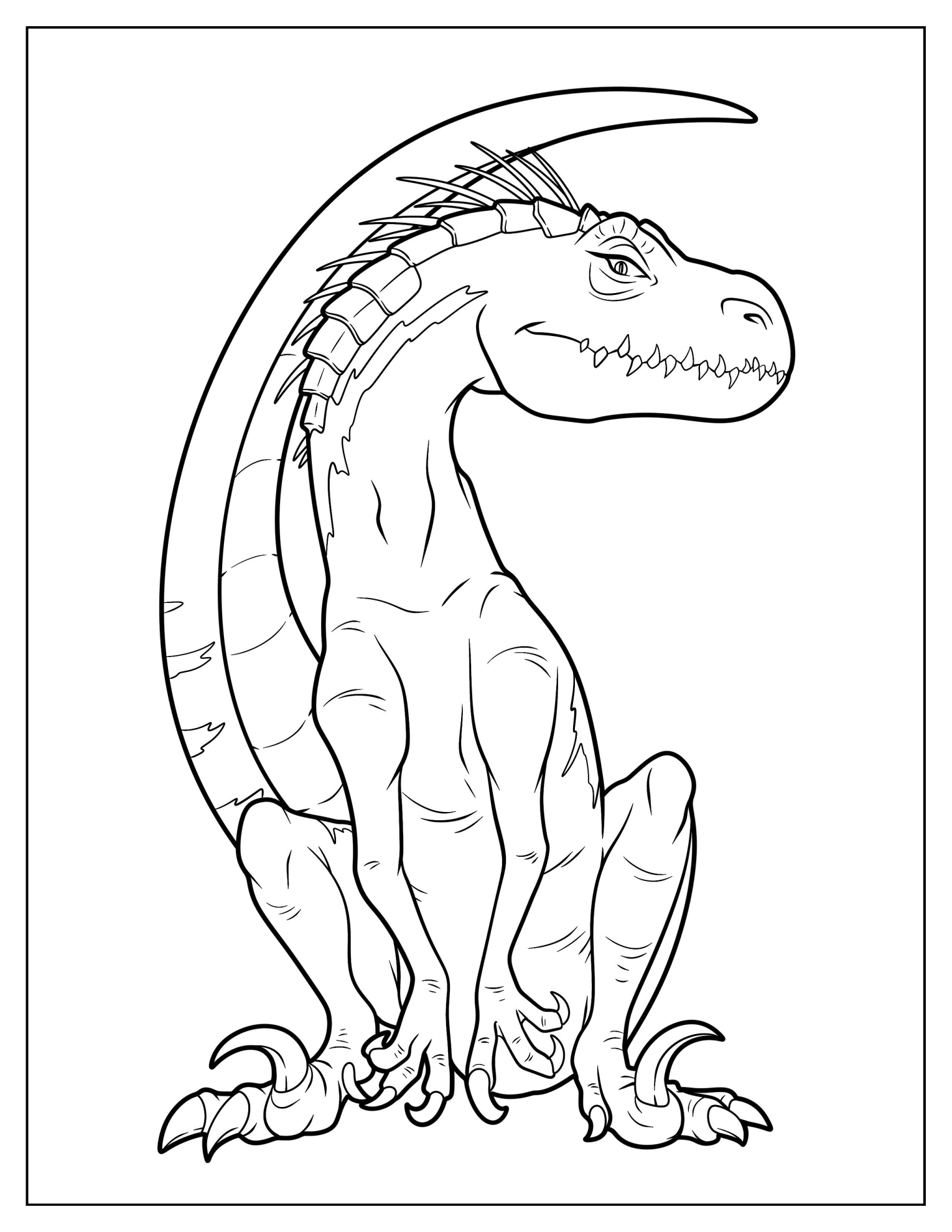 Cute Indominus Rex Sitting Coloring Sheet For Preschoolers