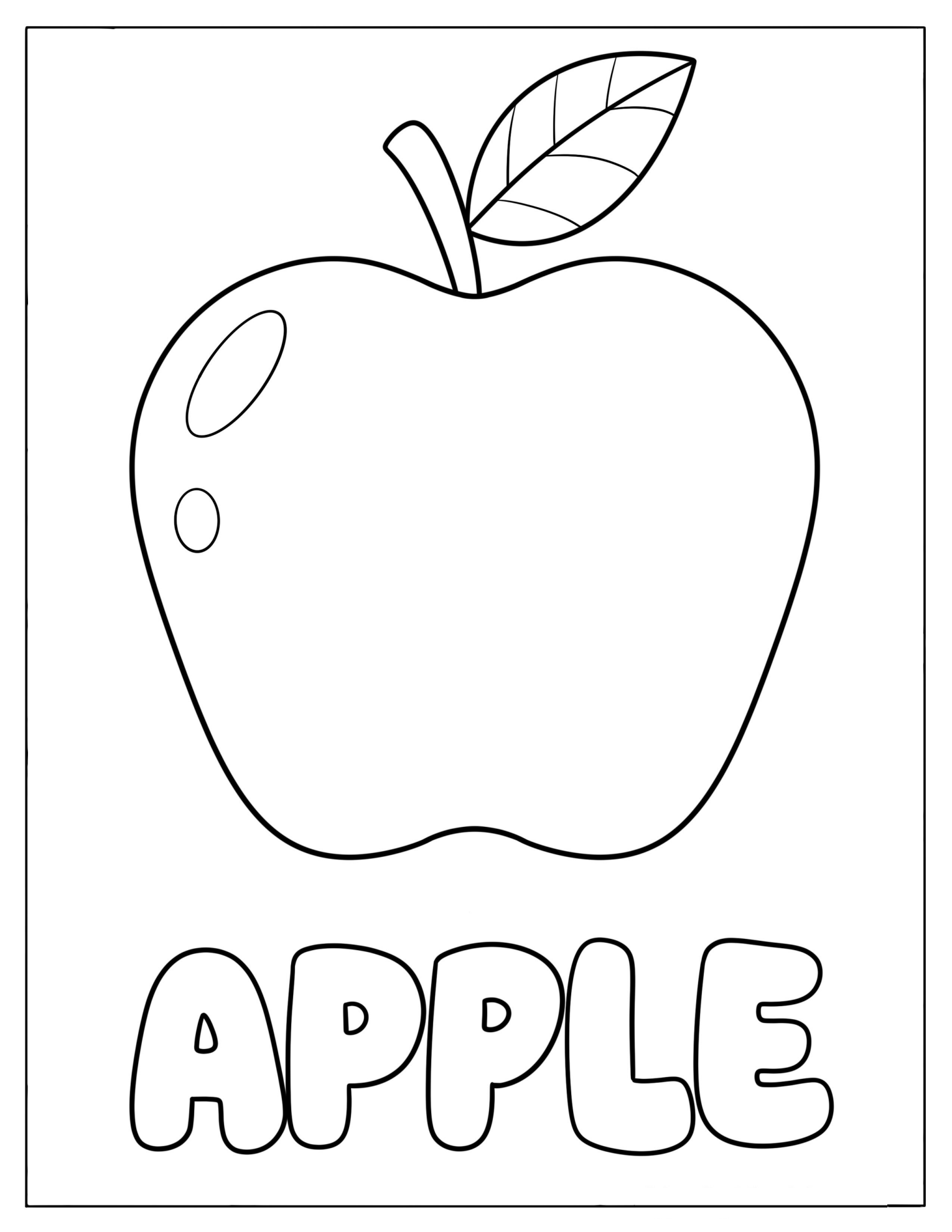 Yummy Apple with Stem and Leaf