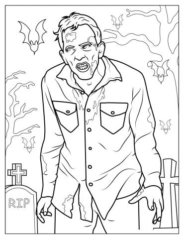 Realistic-Looking Zombie To Color For Adults