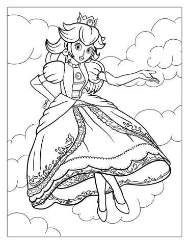 Detailed Princess Peach Coloring Page