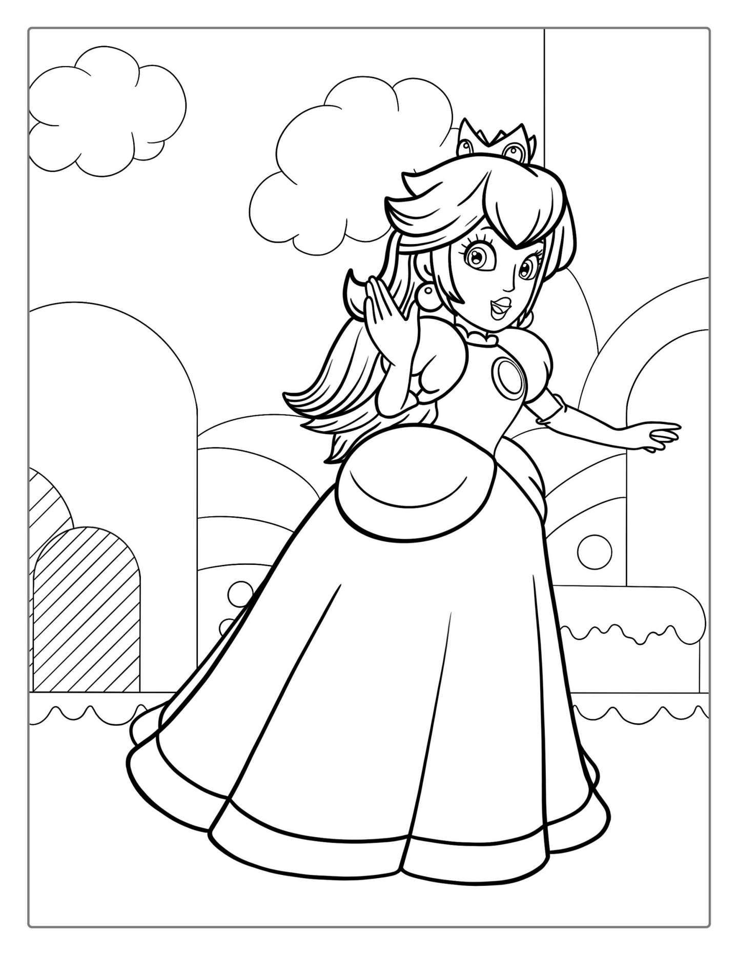 Easy Princess Peach Coloring For Kids