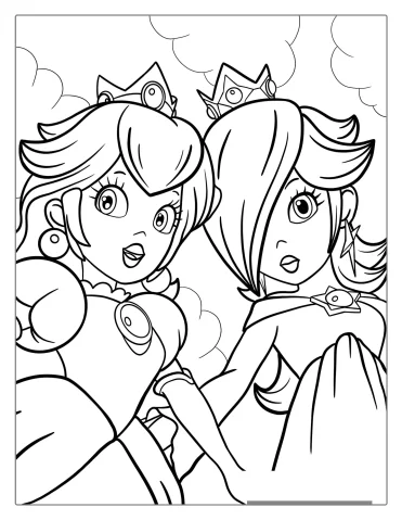 Princess Peach And Princess Daisy Coloring Page