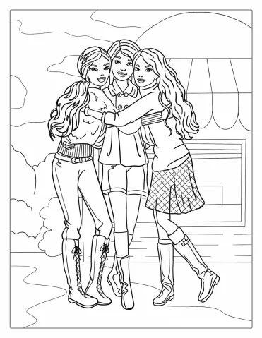 Barbie Friends Forever Coloring Page