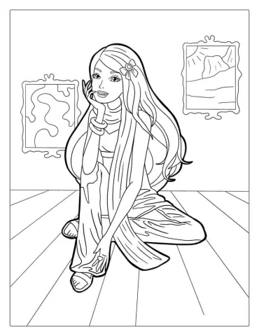 Artist Barbie Coloring Page