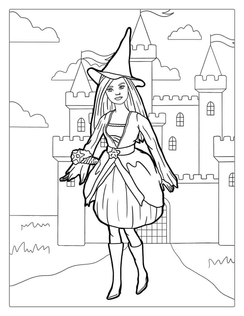 Barbie Wearing Witches Hat On Halloween