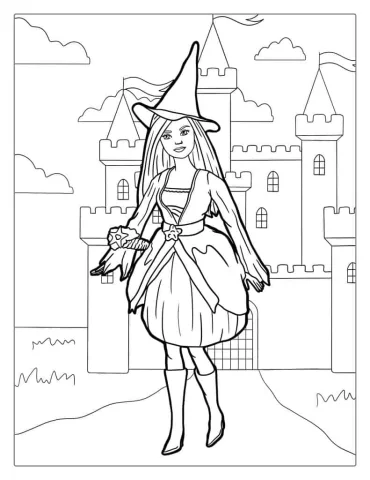 Barbie Wearing Witches Hat On Halloween