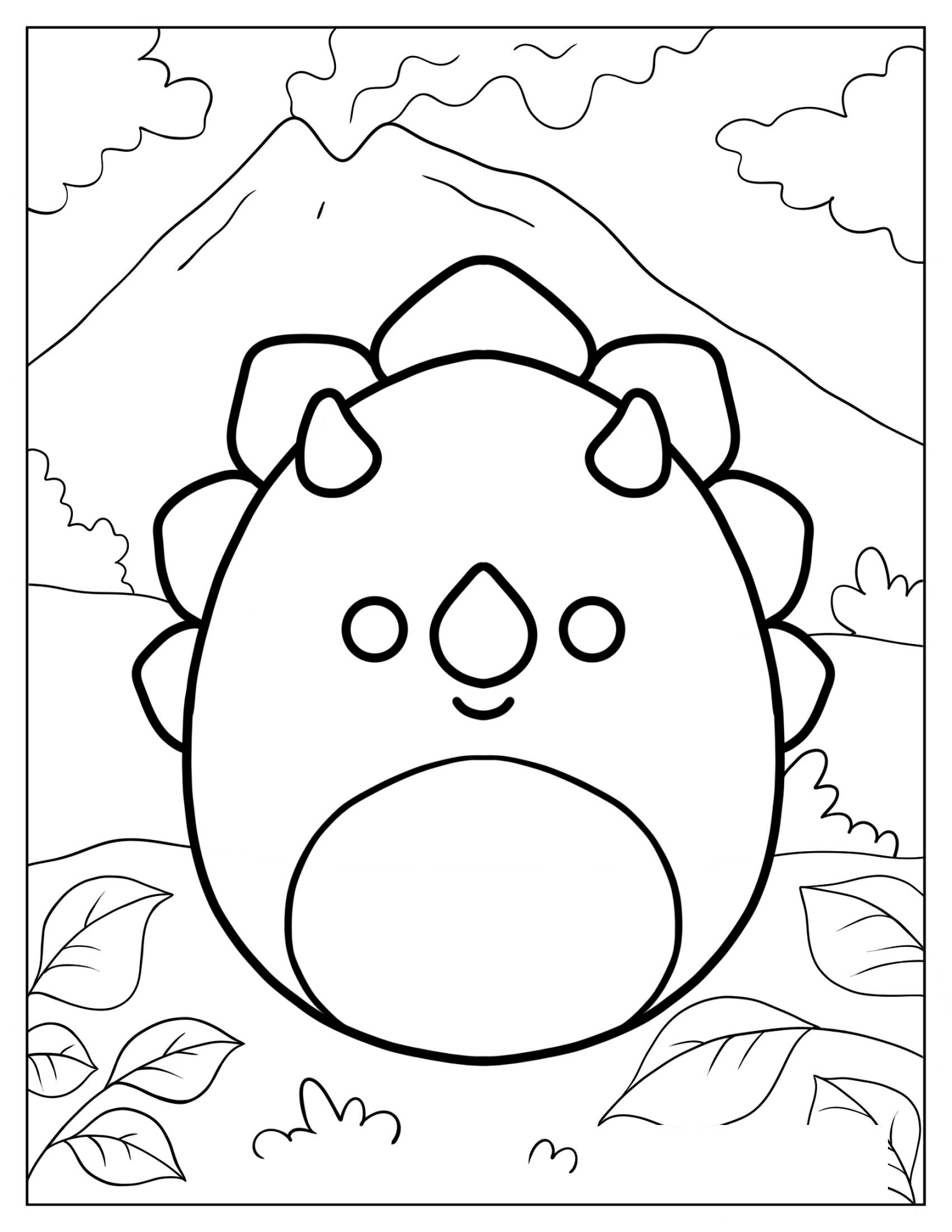 Coloring Page of Tristan The Triceratops Squishmallow