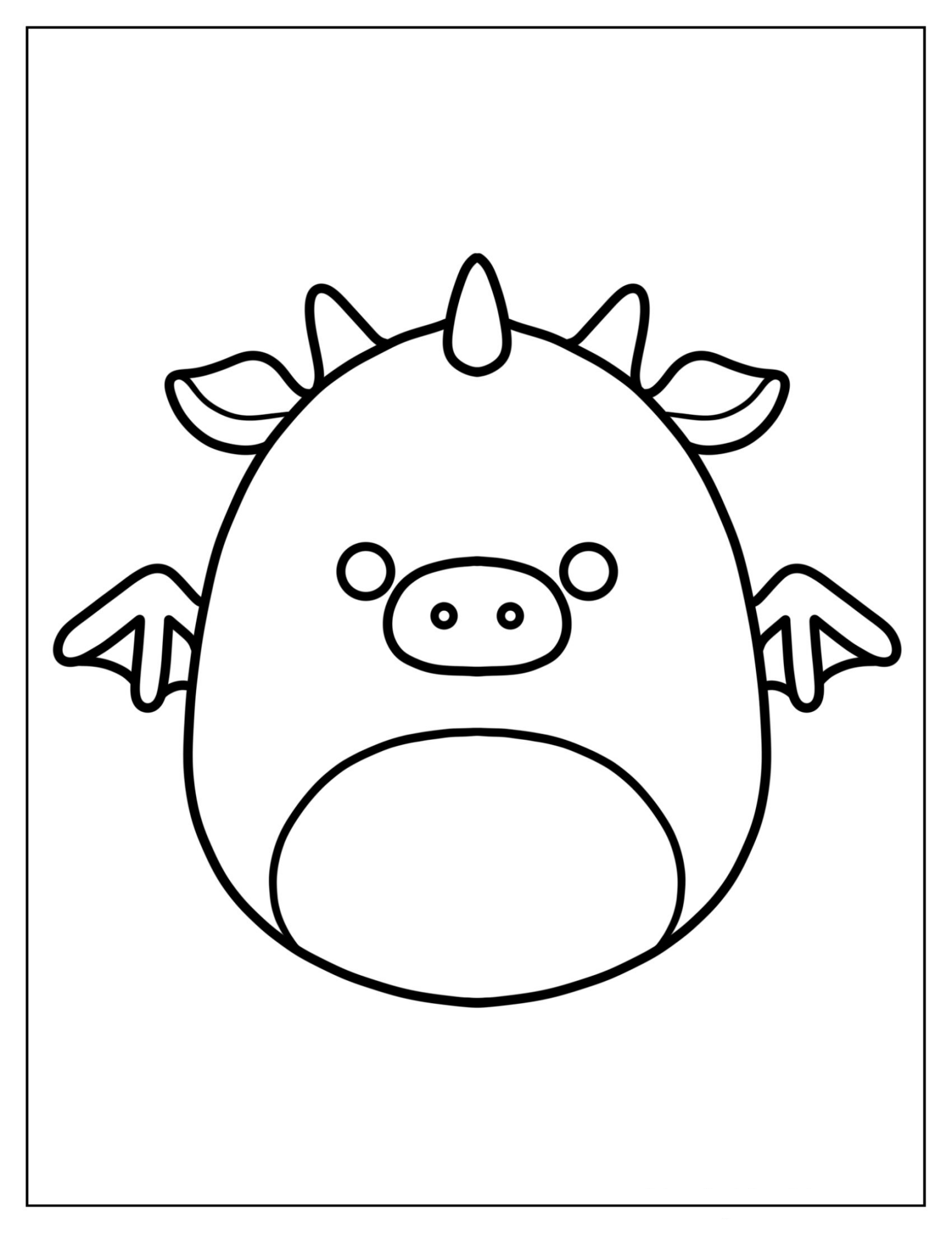 Simple Coloring Page Of Tatiana The Dragon Squishmallow