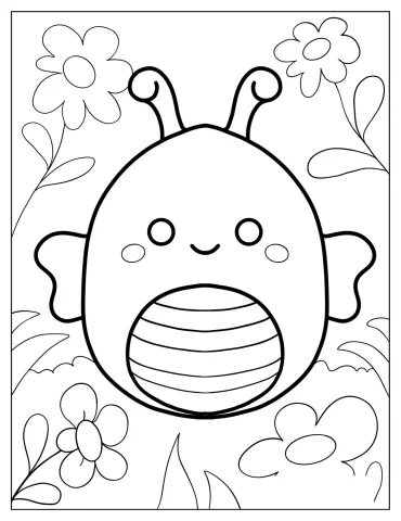 Sunny The Bee Squishmallow With Flowers Coloring Sheet