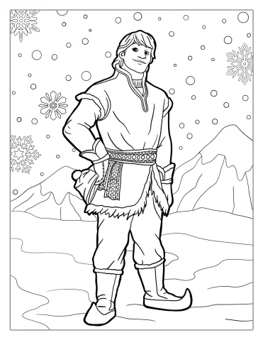 Kristoff In The Snow Coloring Page