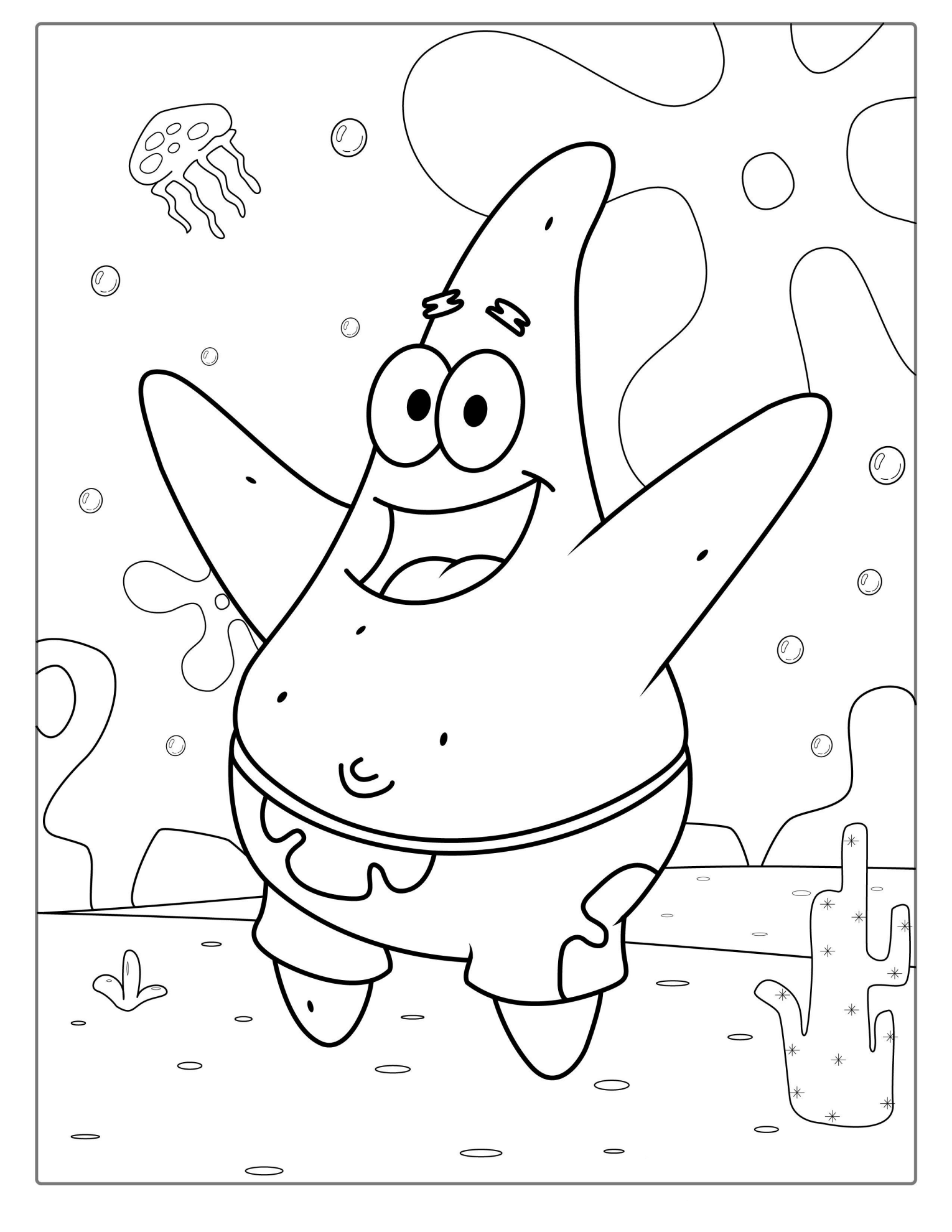 Coloring Page Of Patrik The Starfish For Kids