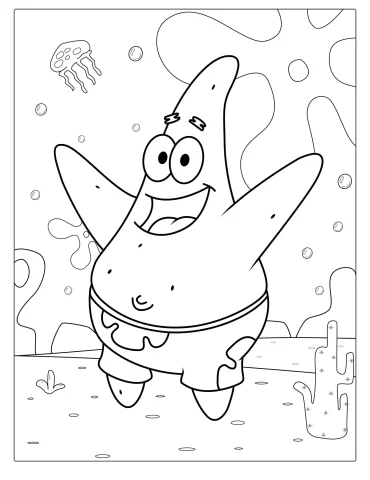 Coloring Page Of Patrik The Starfish For Kids