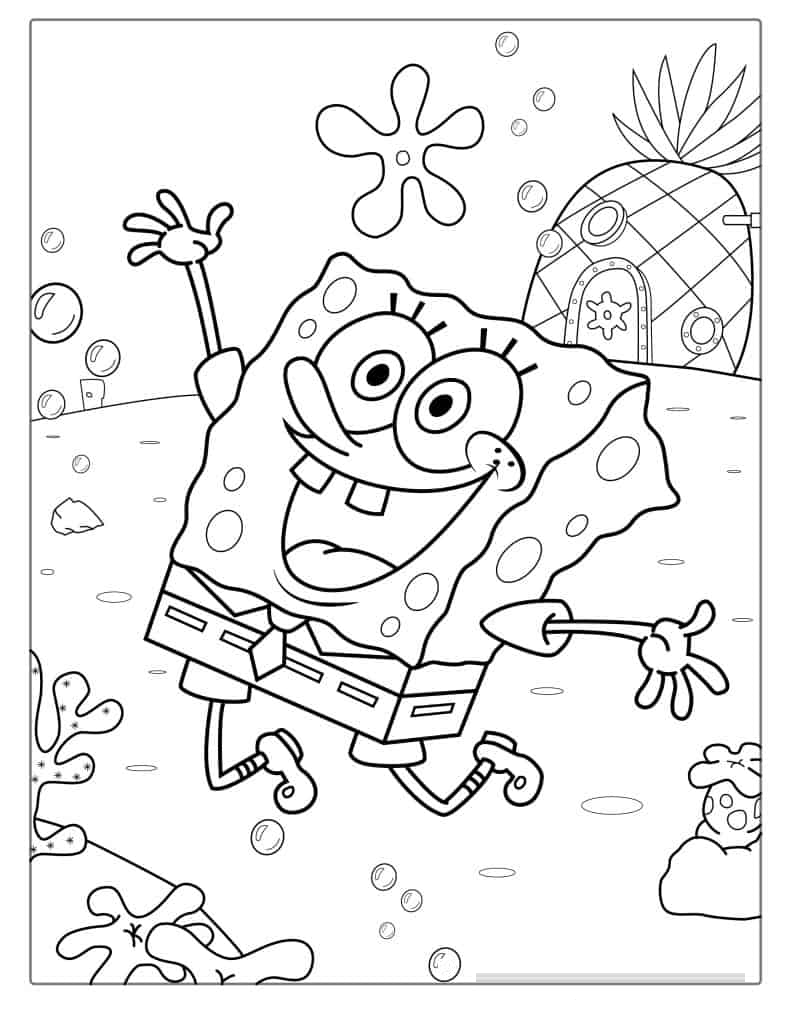 Happy SpongeBob Coloring Page
