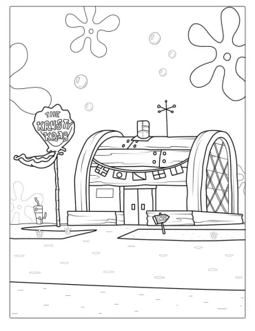 The Krusty Krab Restaurant Coloring Sheet