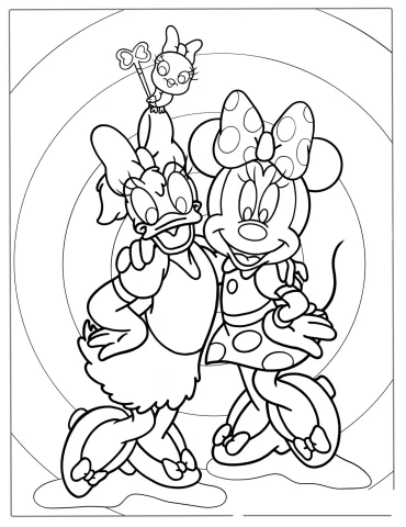 Daisy Duck And Minnie Mouse Coloring Page