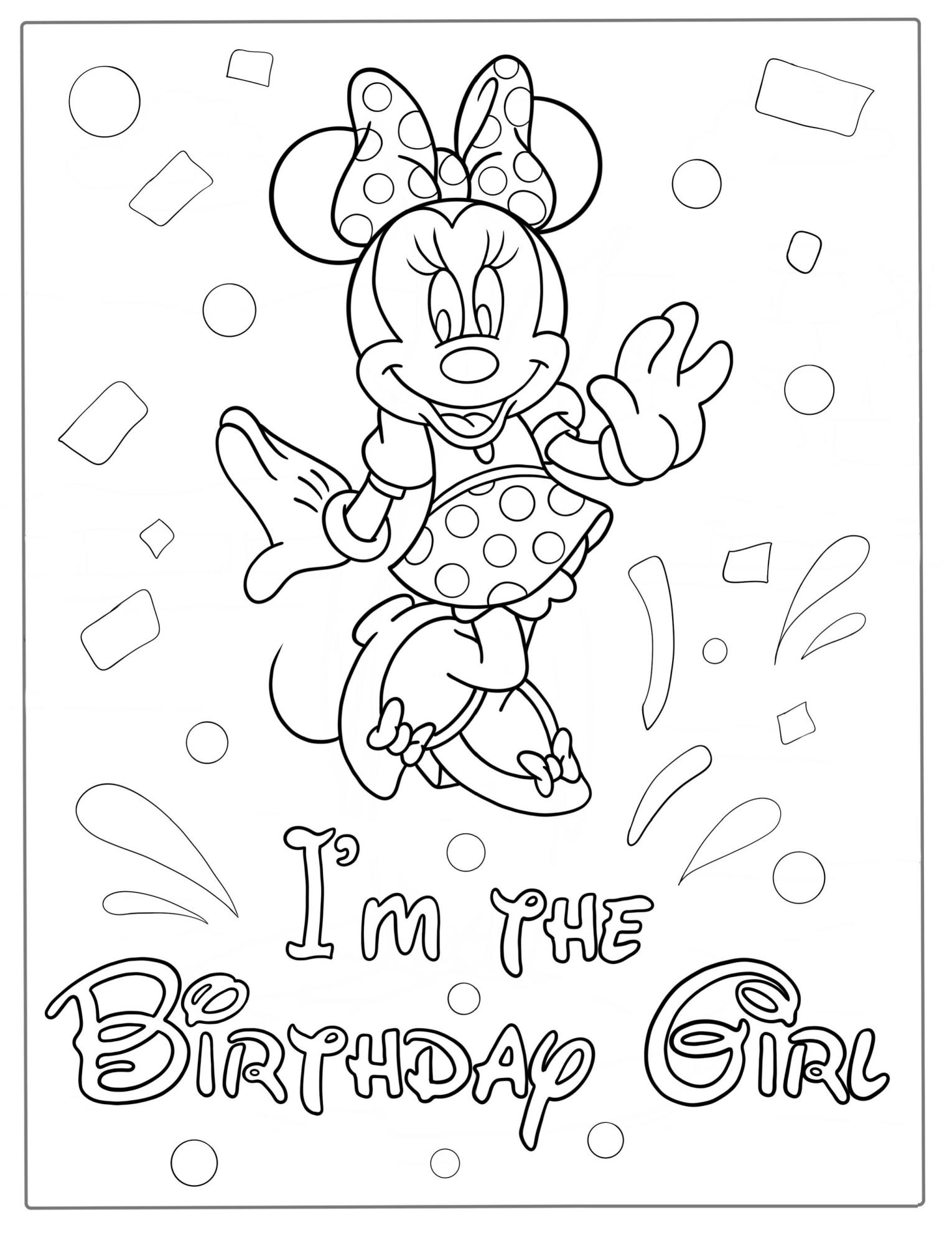 Minnie Mouse Happy Birthday Coloring Page