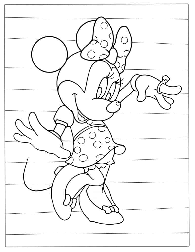 Minnie Mouse Wearing Polkadots Coloring Page