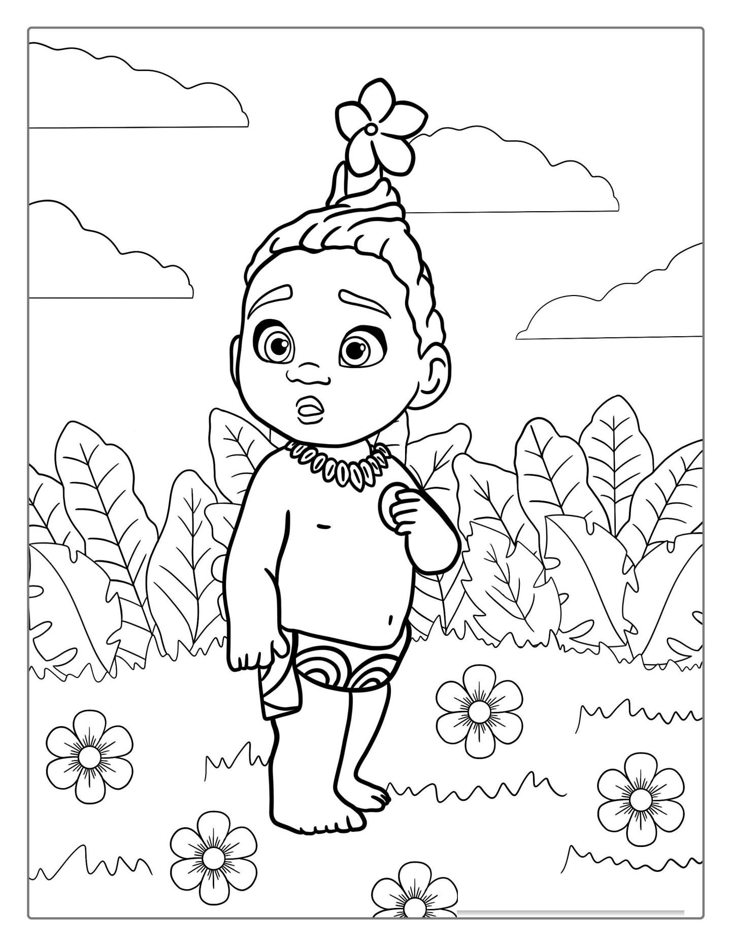 Cute Baby Moana Coloring Page