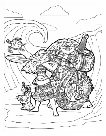 Moana Movie Art Coloring Page