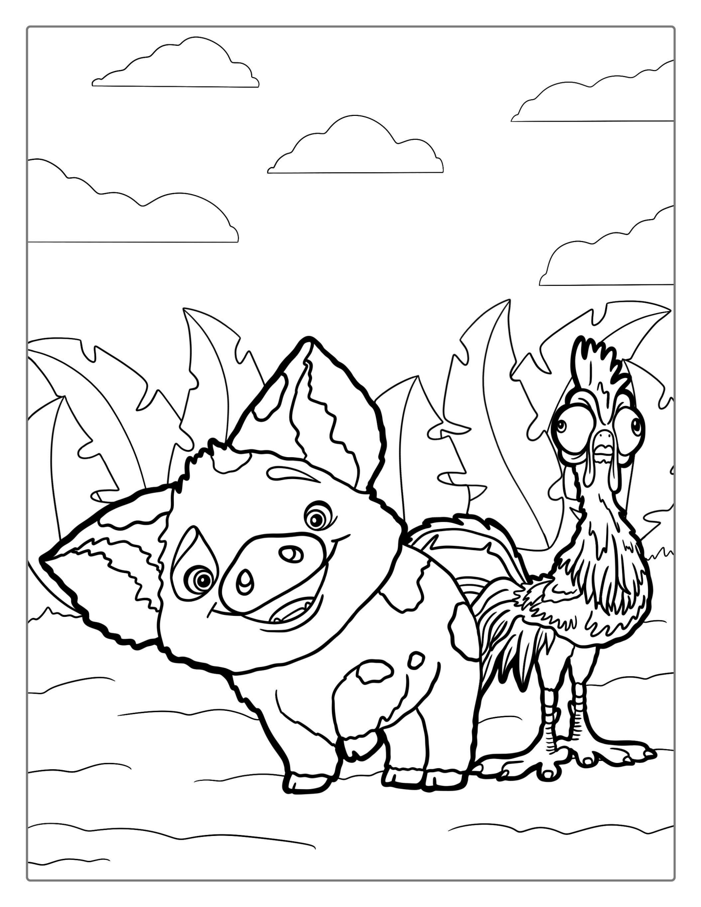 Pua And Hei Hei Coloring Page For Kids