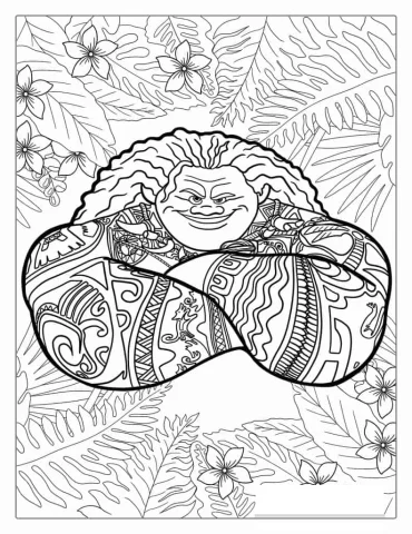 Coloring Page Of Maui With Tattoos To Color