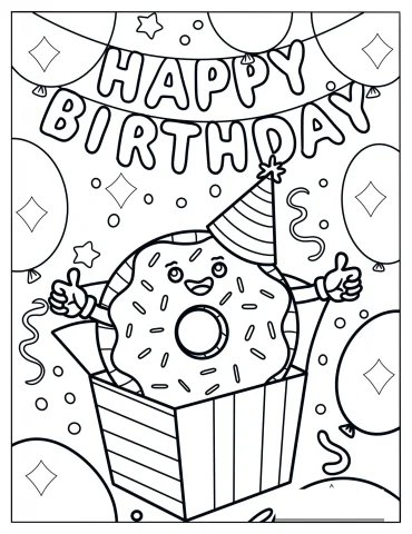 Birthday Donut Popping Out Of A Box