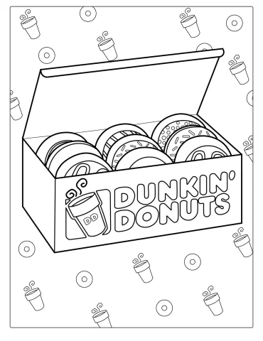 Dozen Dunkin Donuts Coloring Sheet