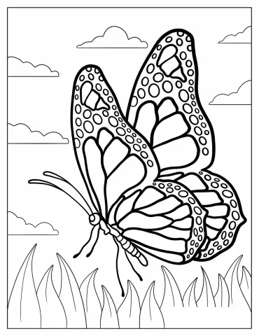 Monarch Butterfly Hovering On Grass