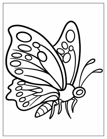 Large Butterfly In The Air Coloring Sheet For Kids