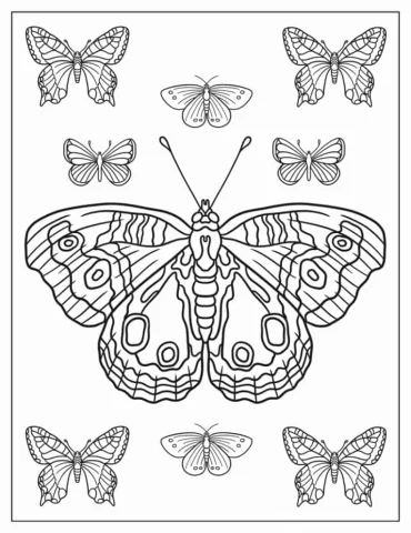 Tropical Butterfly Coloring Sheet