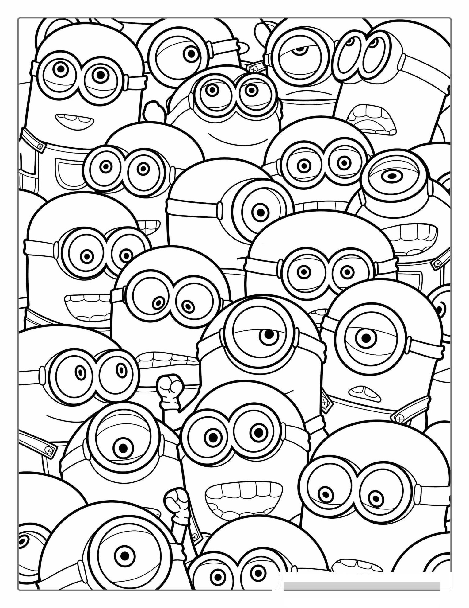 Minion Family Full Page Coloring Picture