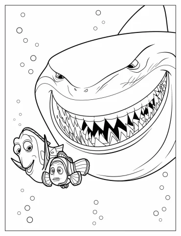 Bruce The Shark Stalking Dory And Marlin