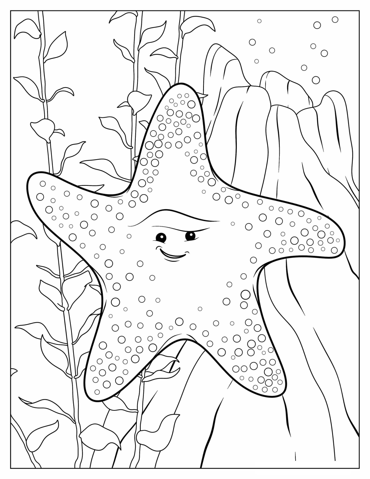Peach Star Fish Coloring Sheet