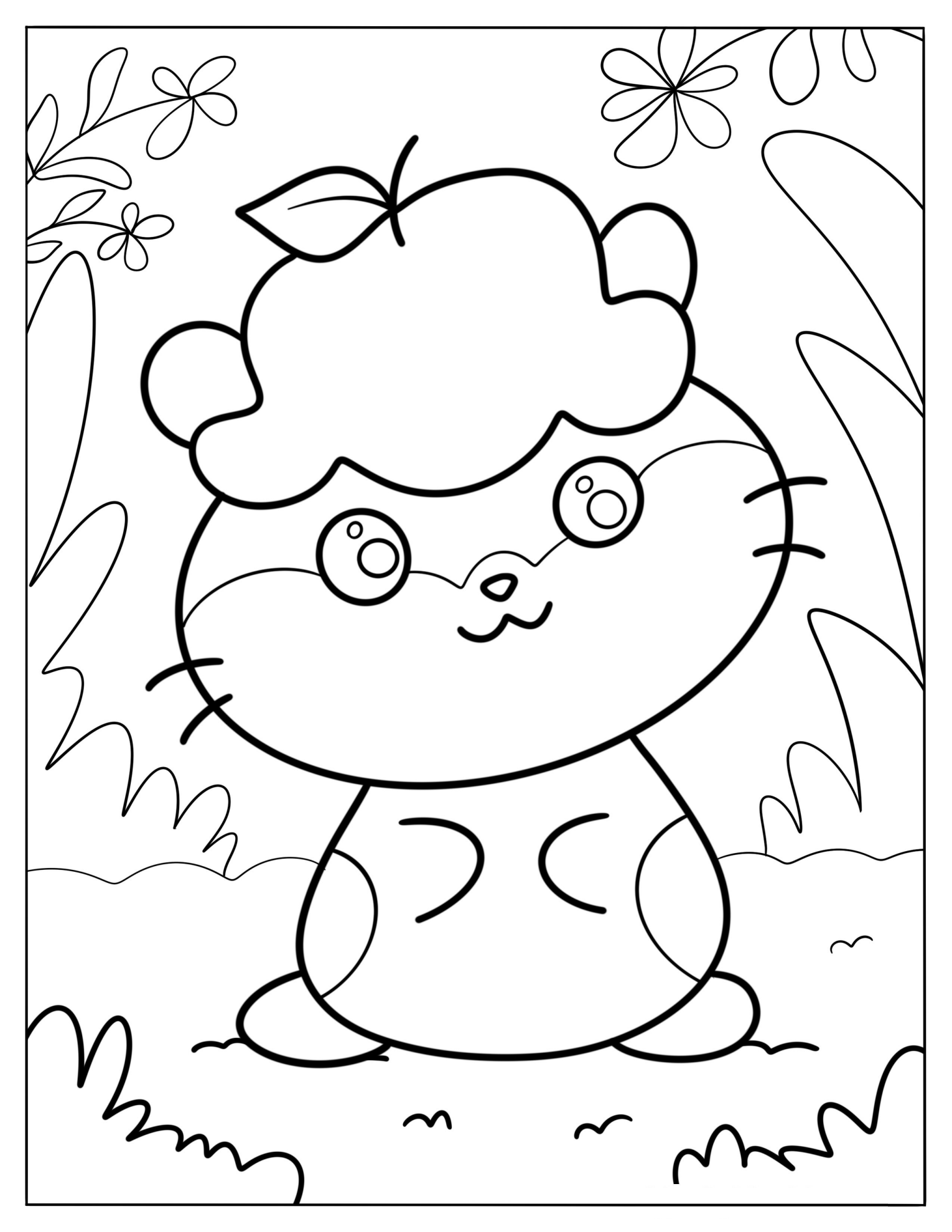 Kawaii Cat With Crushed Apple On Its Head