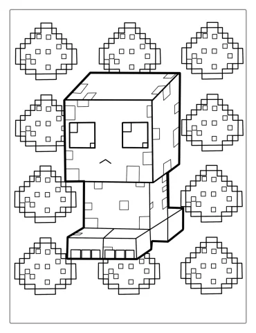 Cute Kawaii-Themed Minecraft Creeper Coloring Page