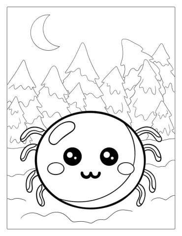 Adorable Kawaii Spider Coloring Page
